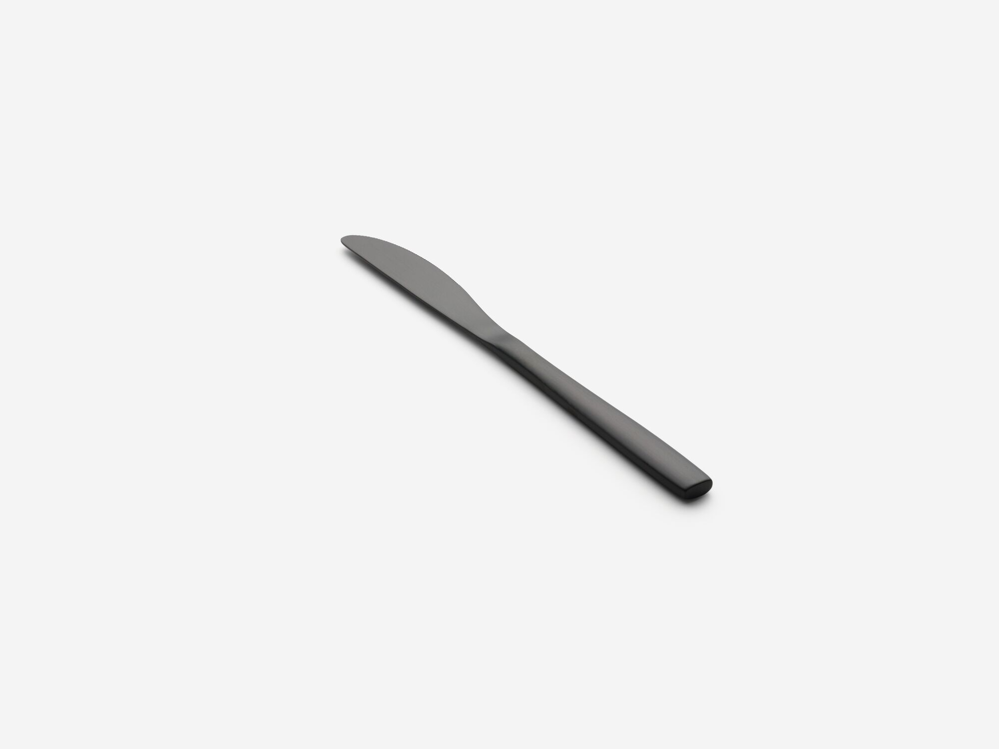 Modern black table knife top view